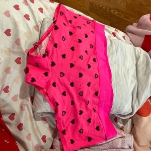 NWOT PINK Victoria's Secret boyshort shortie panty pink with black hearts